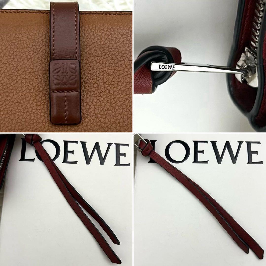 ［美品］LOEWE コンパクトジップウォレット アナグラム ブラウン 財布