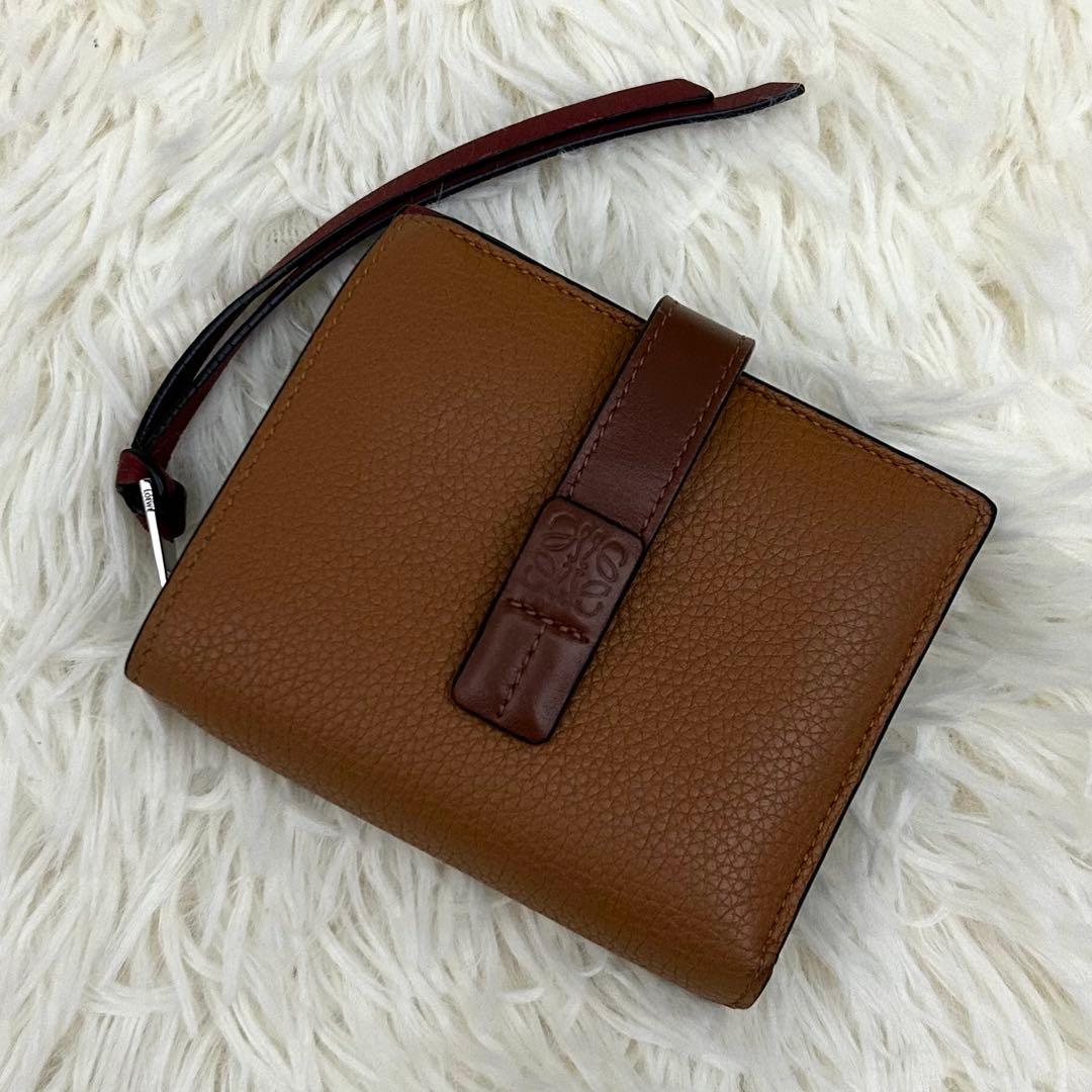 ［美品］LOEWE コンパクトジップウォレット アナグラム ブラウン 財布