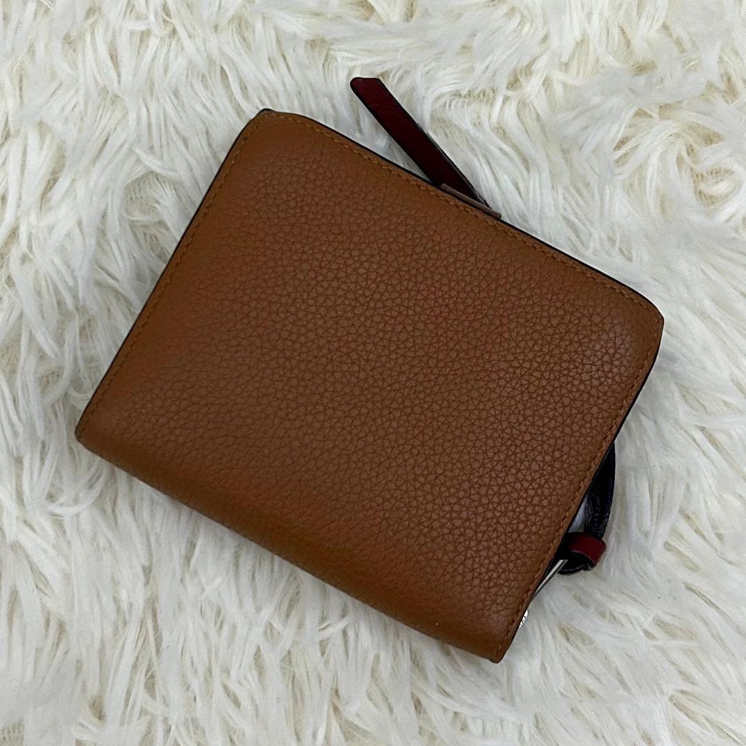 ［美品］LOEWE コンパクトジップウォレット アナグラム ブラウン 財布