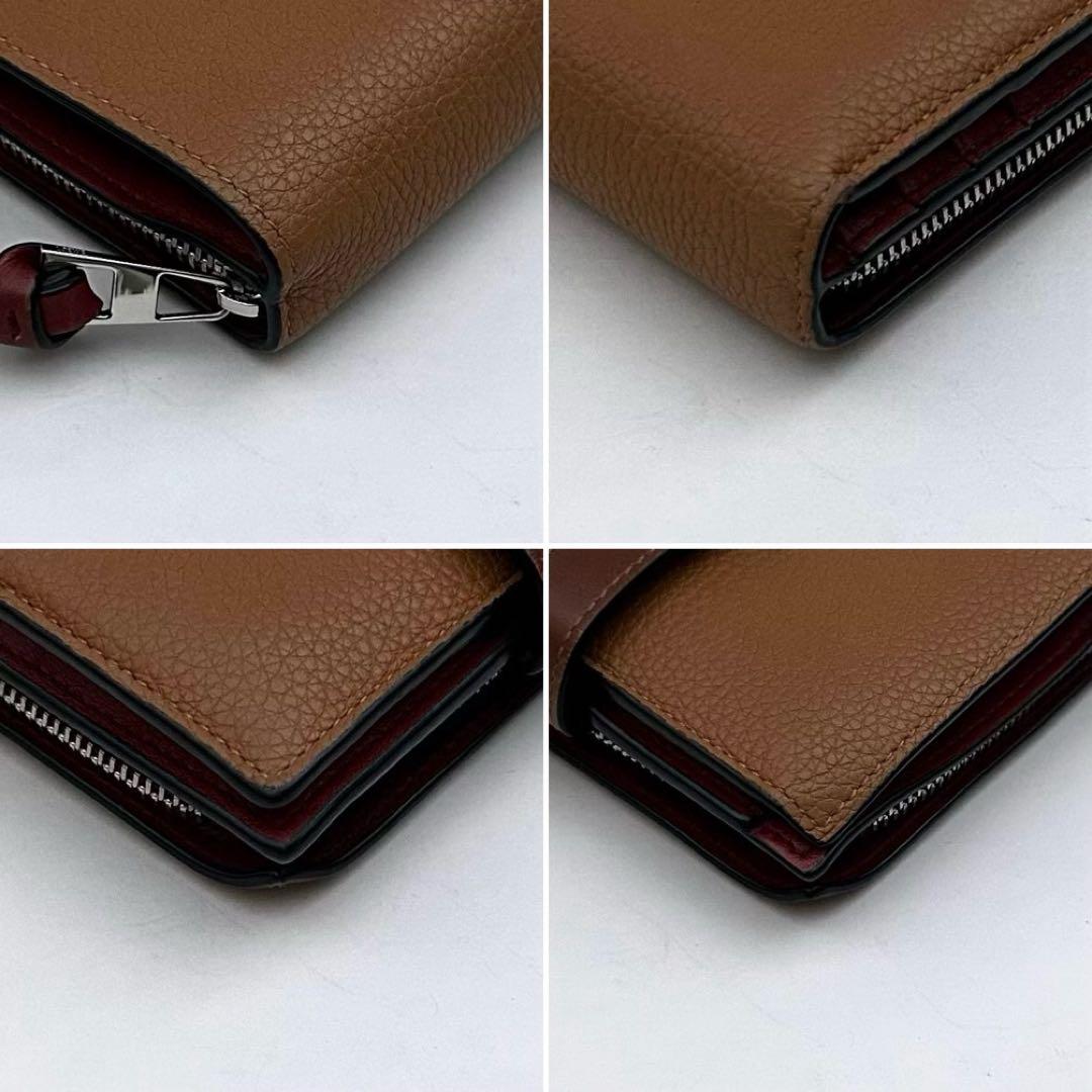 ［美品］LOEWE コンパクトジップウォレット アナグラム ブラウン 財布