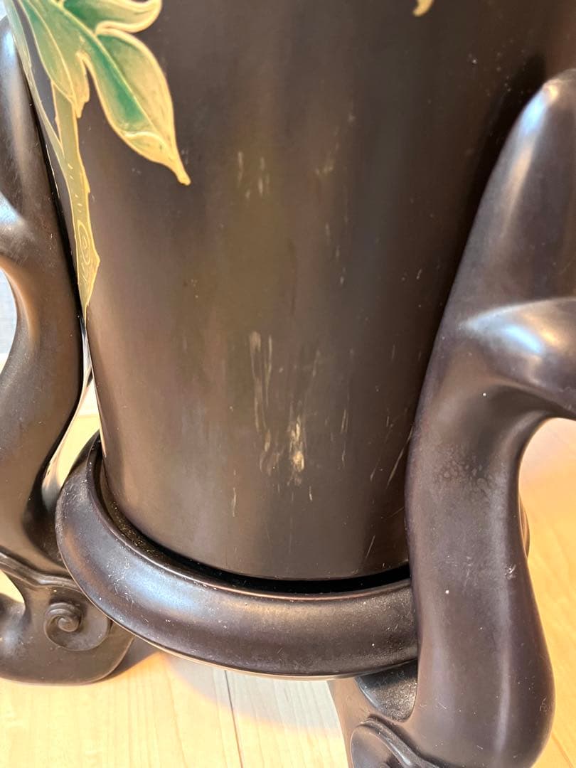 中国アンティーク台座付き木製花器