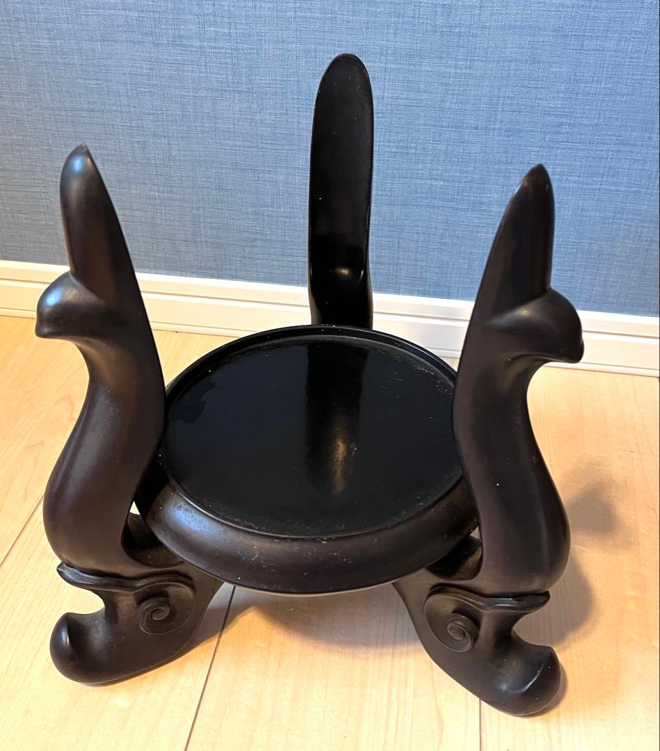 中国アンティーク台座付き木製花器