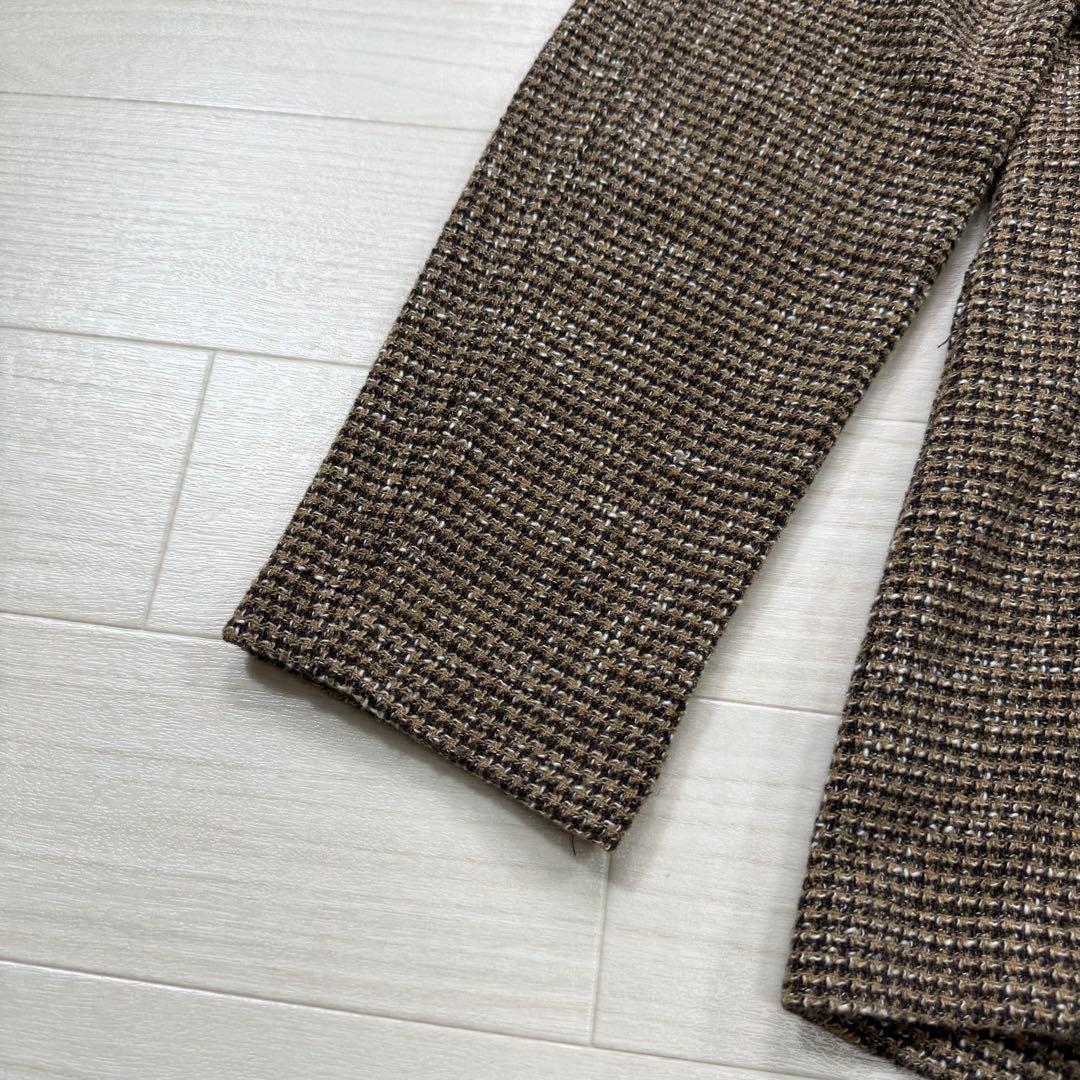 極美品 ティージャケット ダブルブレスト メランジ ツイード イタリア製 M