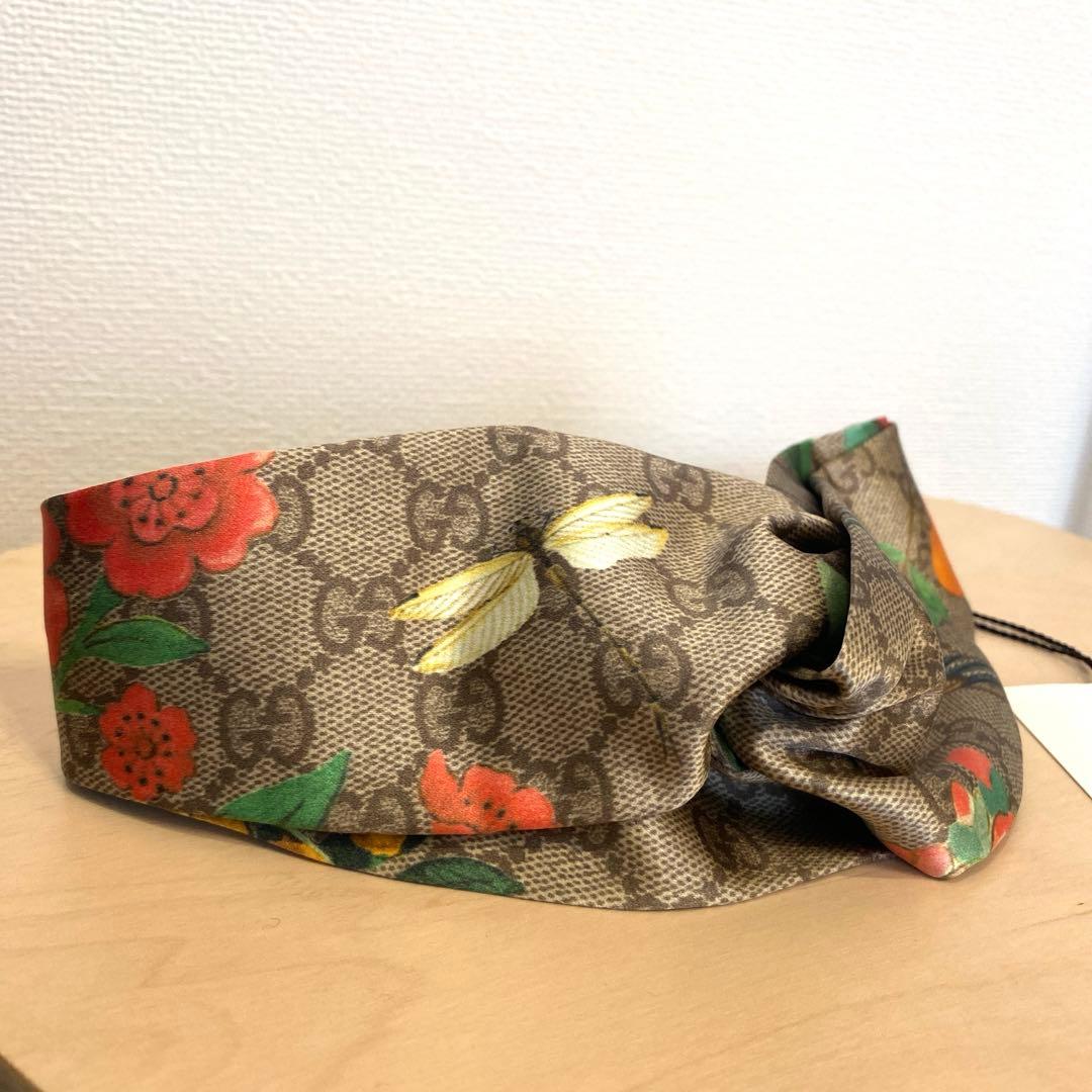 GUCCI GG柄 ヘアバンド シルク　花　小鳥