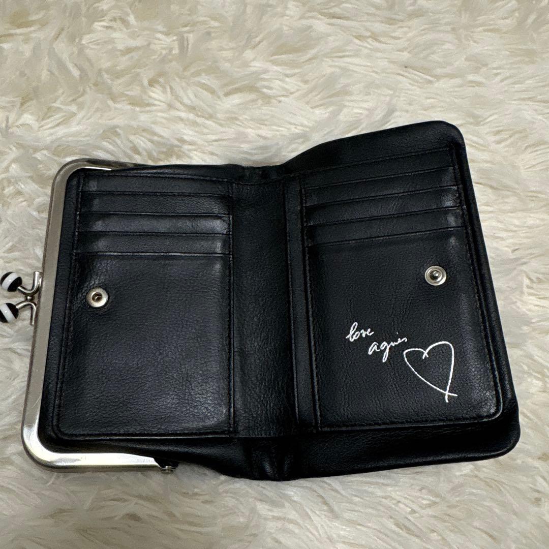 ▪️agnes b.　アニエスベー　二つ折りがま口財布　レザー財布　コンパクト