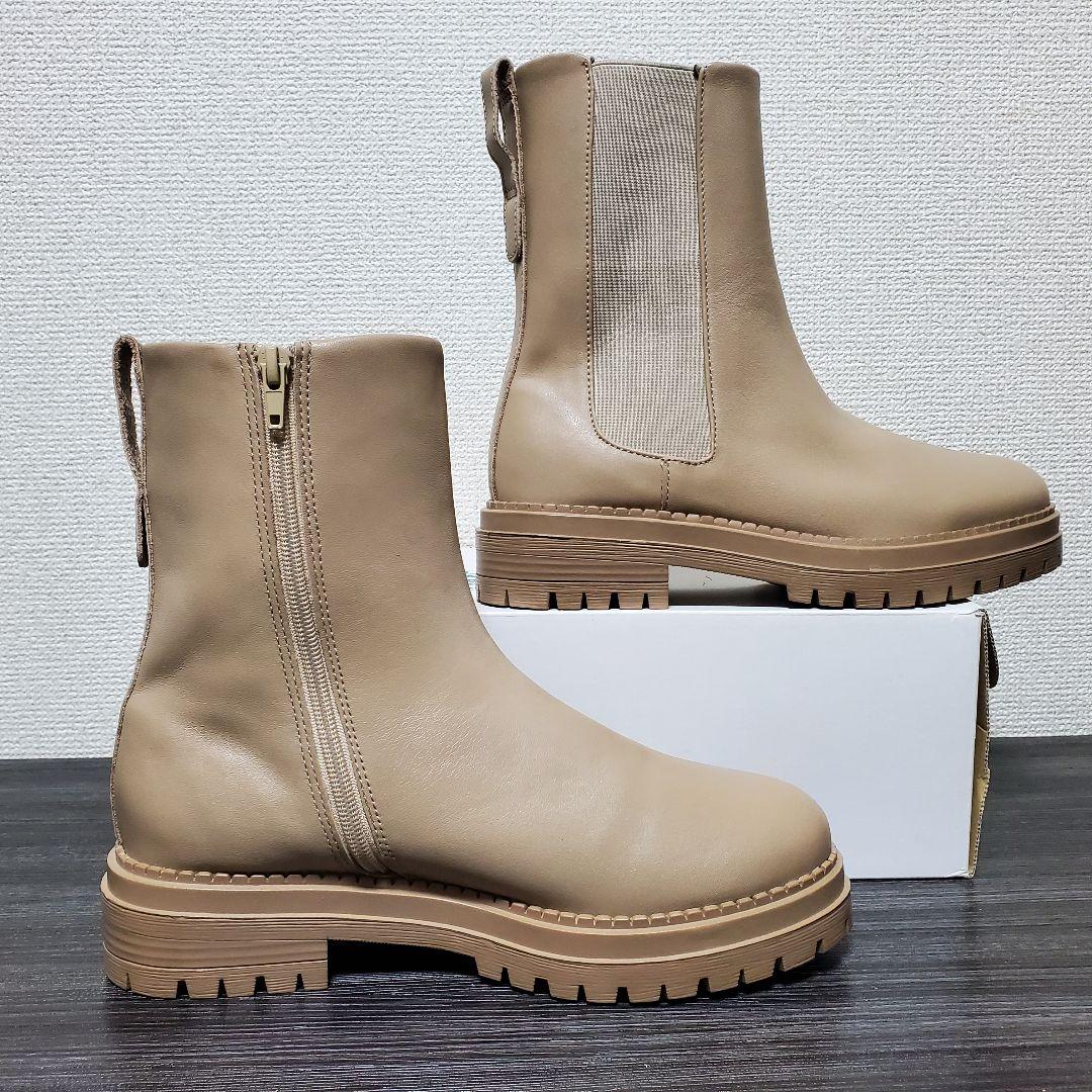 美品 ウィムガゼット THE PAUSE レザーサイドゴアブーツ ベージュ