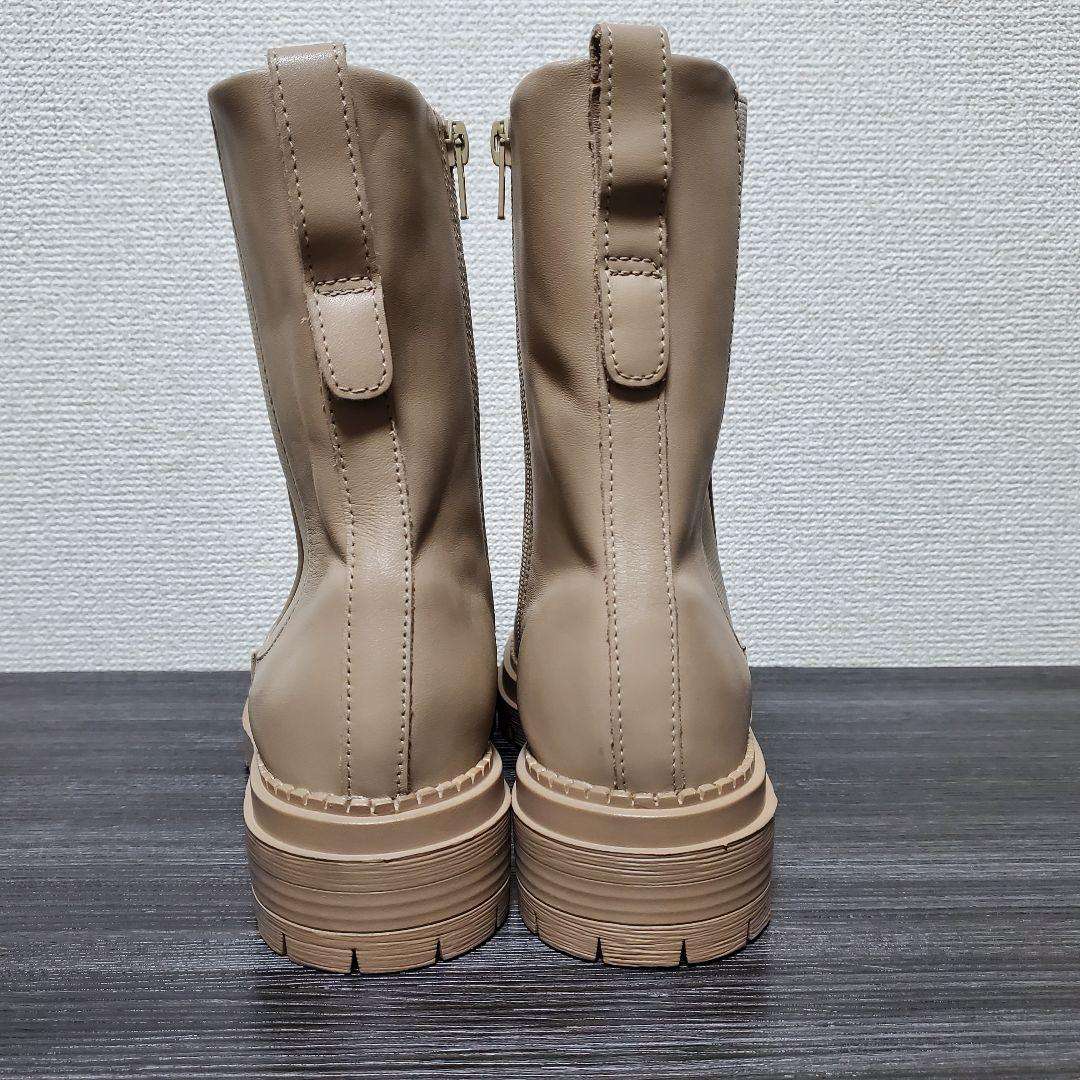 美品 ウィムガゼット THE PAUSE レザーサイドゴアブーツ ベージュ