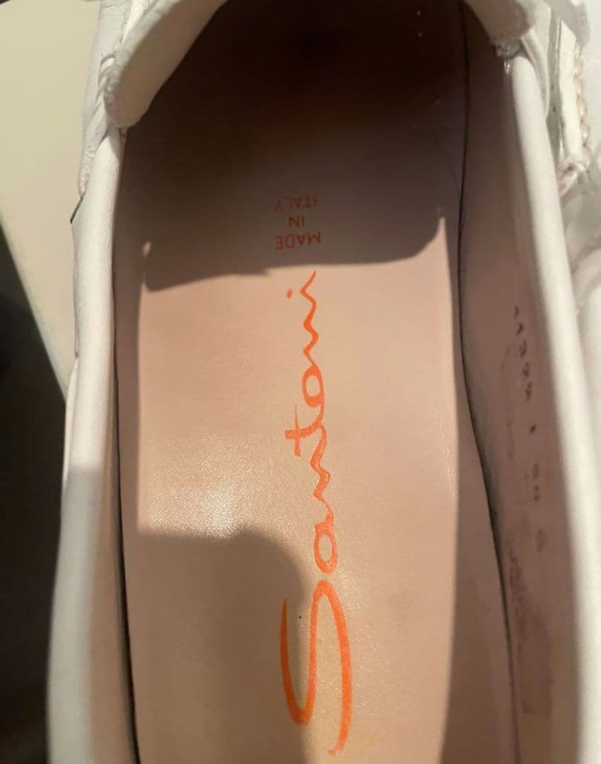 Santoni 26.5cm サントーニのホワイトレザーデッキシューズ