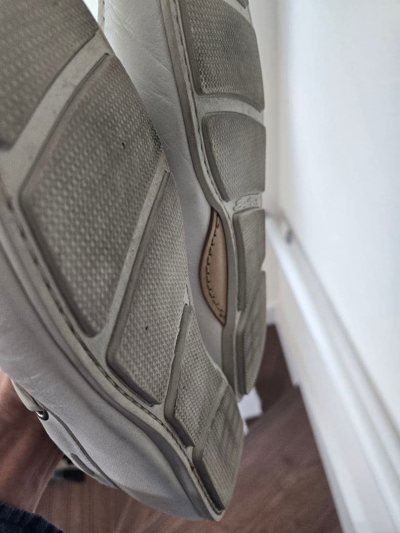 Santoni 26.5cm サントーニのホワイトレザーデッキシューズ