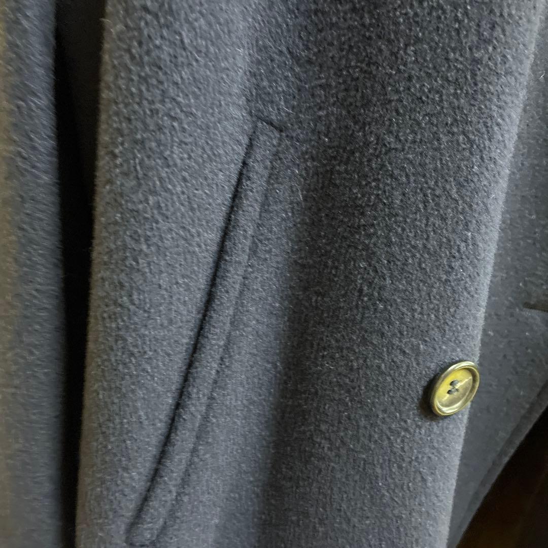 MaxMara ネイビー ダブルブレスト ロングコート着丈102cm 毛100%