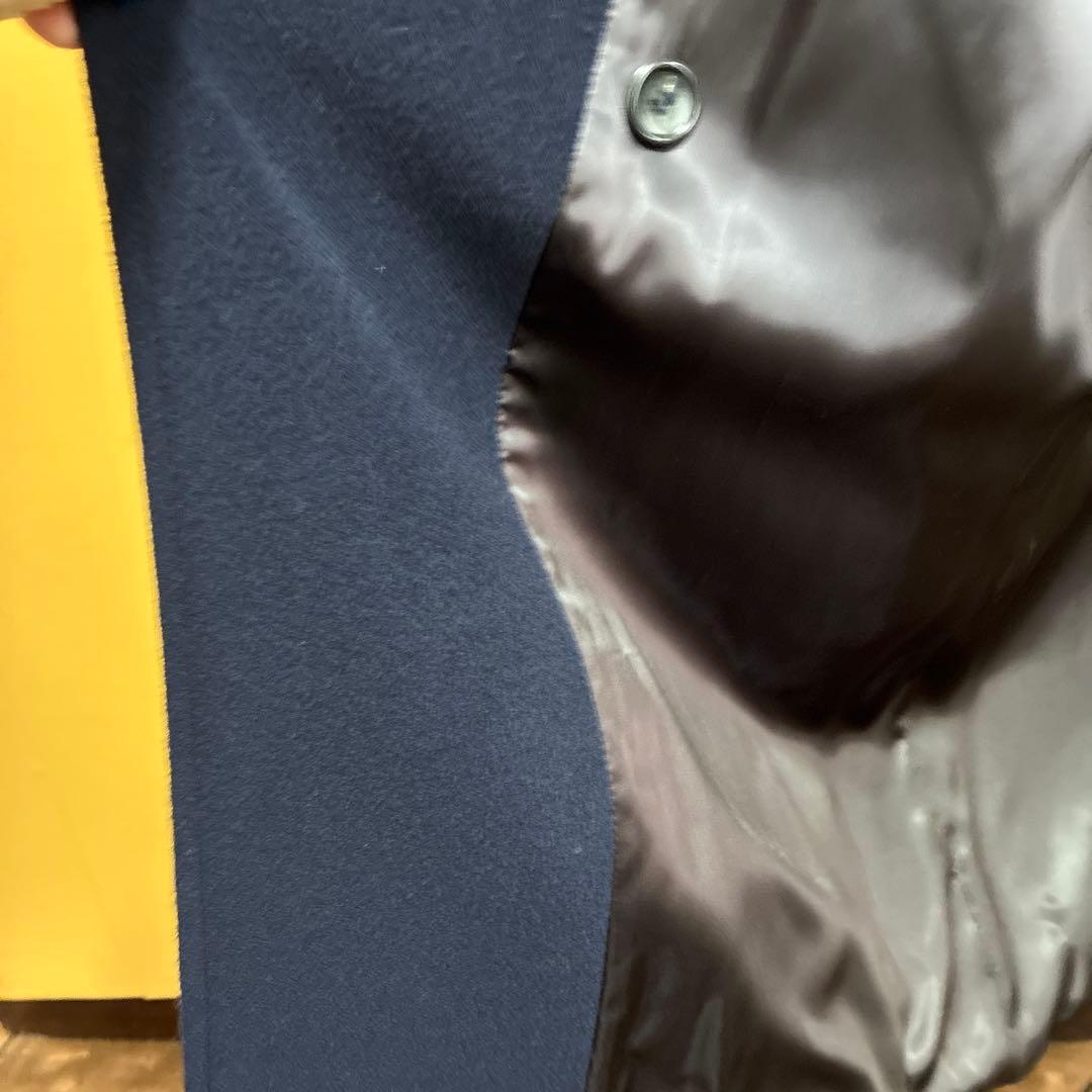 MaxMara ネイビー ダブルブレスト ロングコート着丈102cm 毛100%