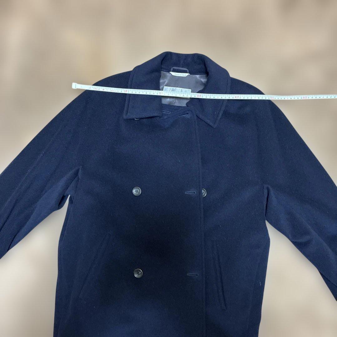 MaxMara ネイビー ダブルブレスト ロングコート着丈102cm 毛100%