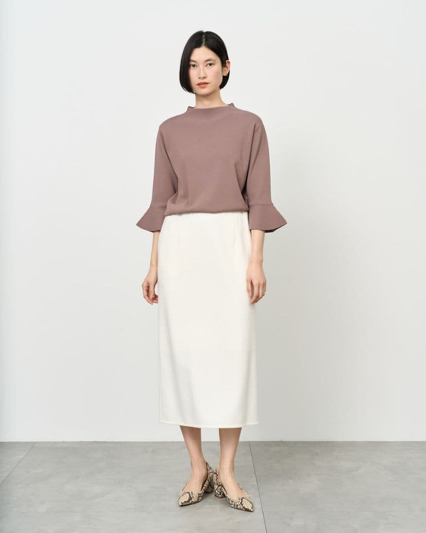 新品　SOEJU ダブルジャージーペンシルスカート　ホワイト白 タイト ロングL