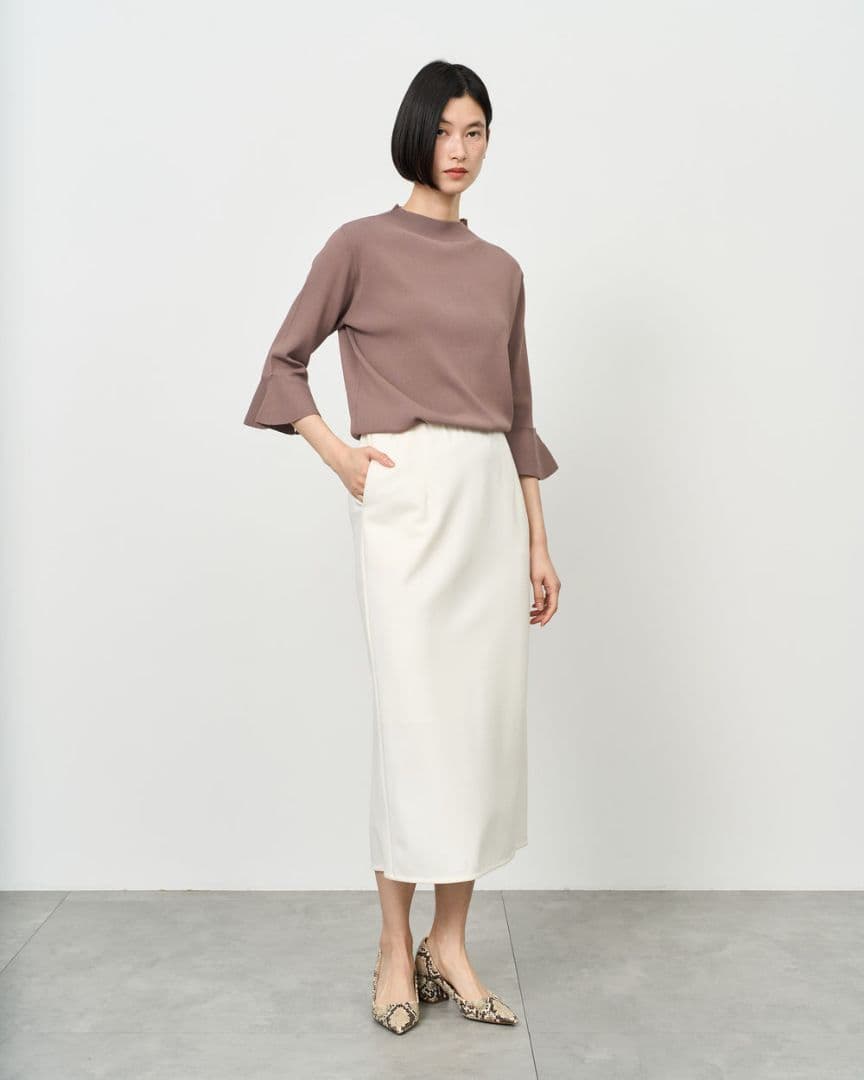 新品　SOEJU ダブルジャージーペンシルスカート　ホワイト白 タイト ロングL