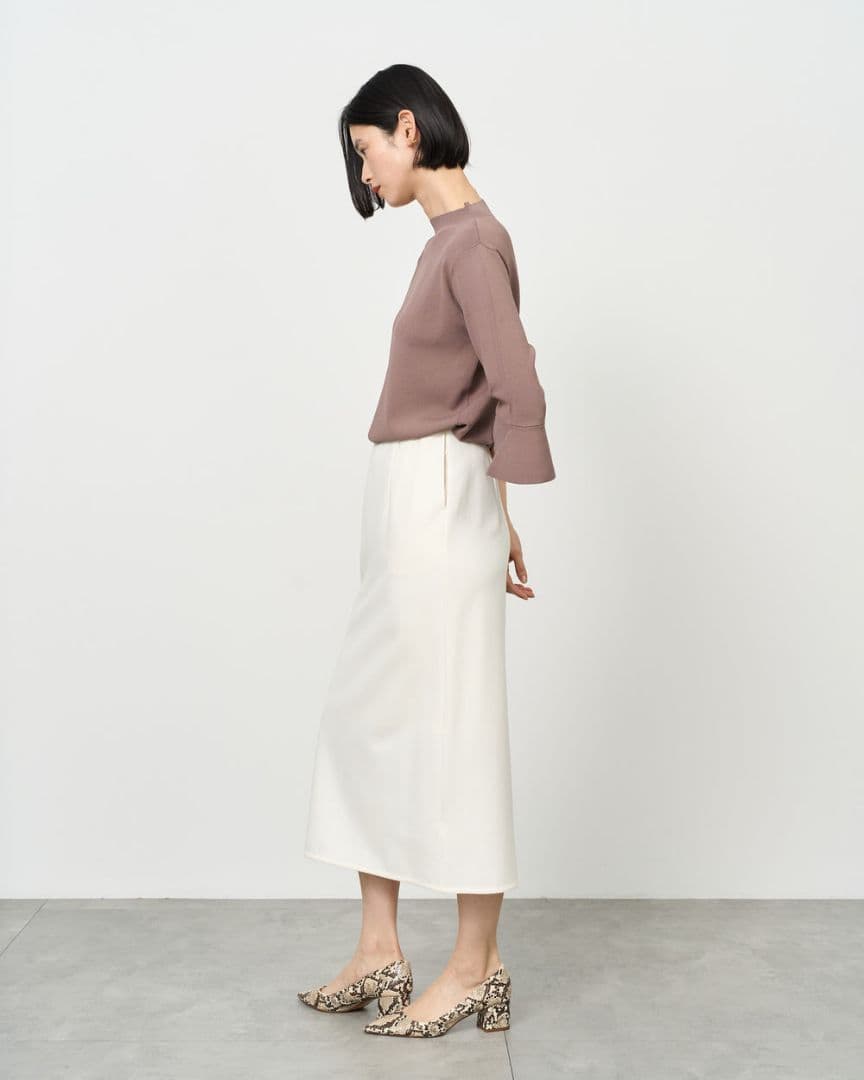 新品　SOEJU ダブルジャージーペンシルスカート　ホワイト白 タイト ロングL