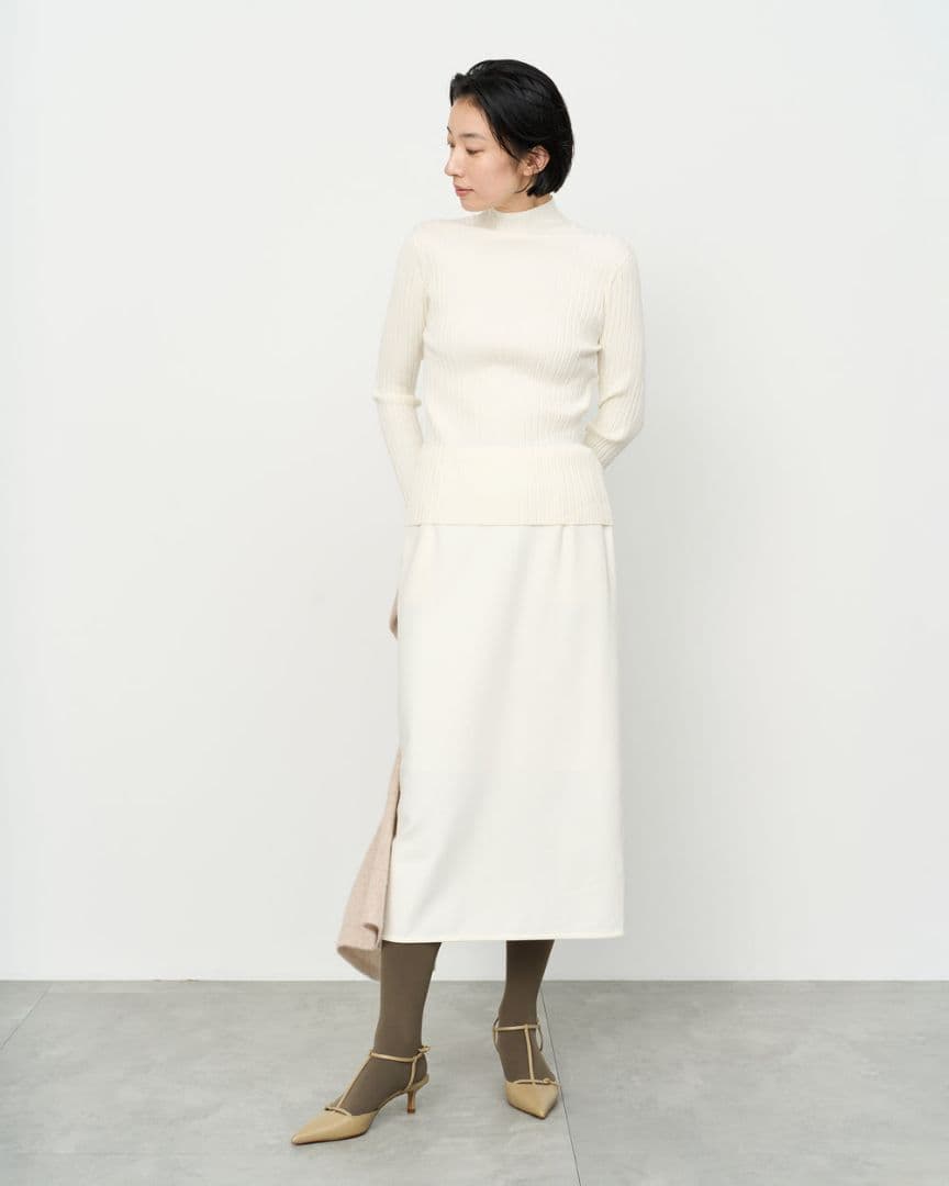 新品　SOEJU ダブルジャージーペンシルスカート　ホワイト白 タイト ロングL