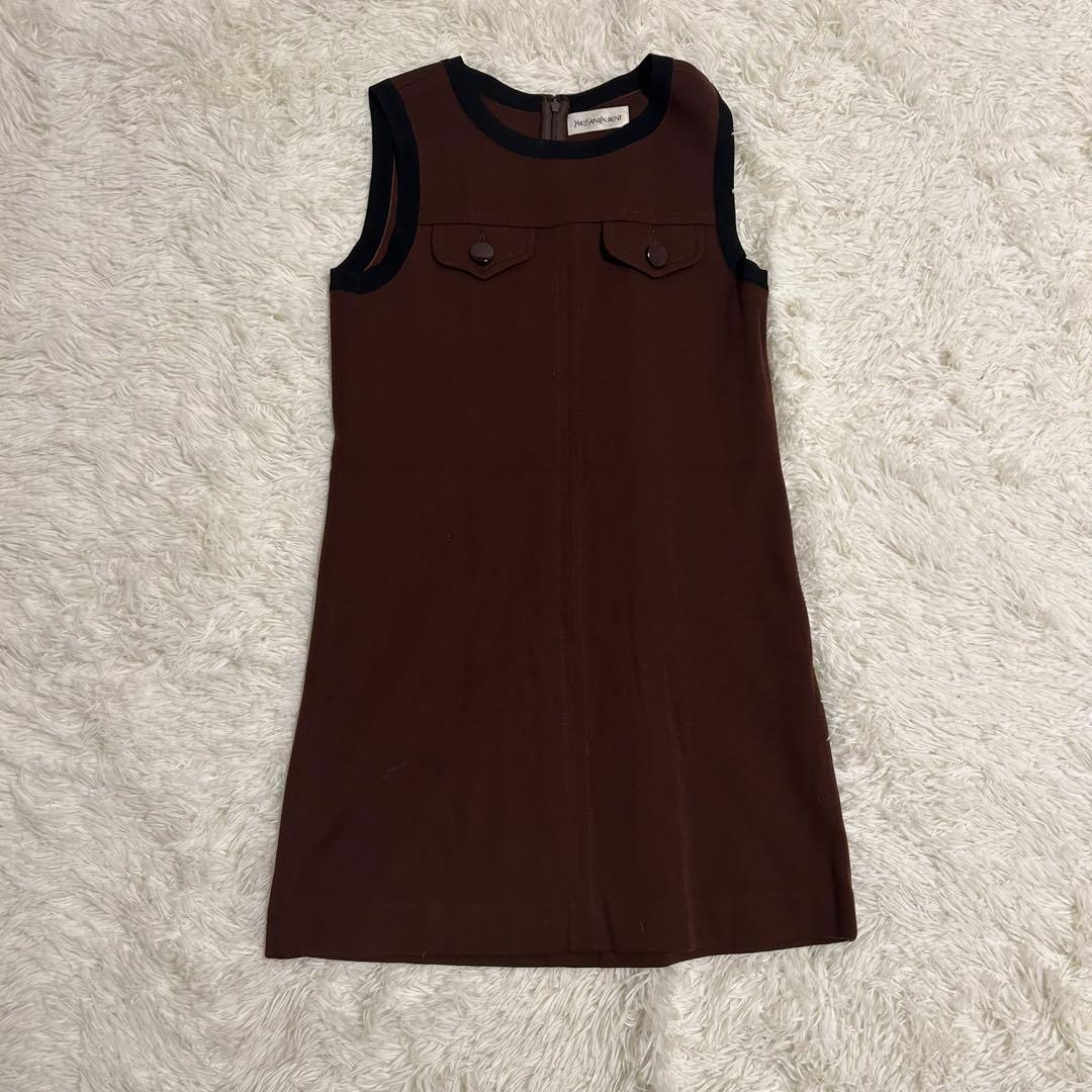 Yves Saint Laurent ブラウンノースリーブワンピース