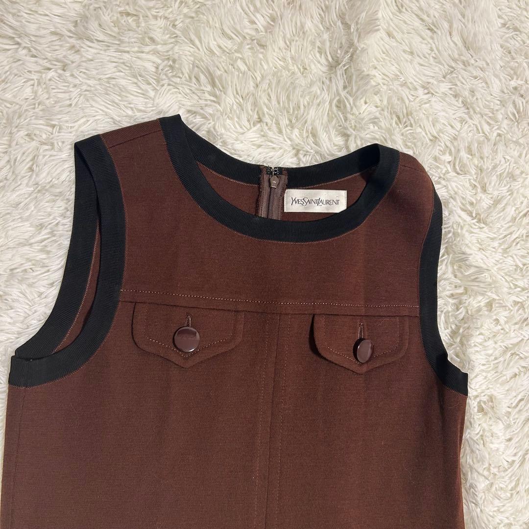 Yves Saint Laurent ブラウンノースリーブワンピース