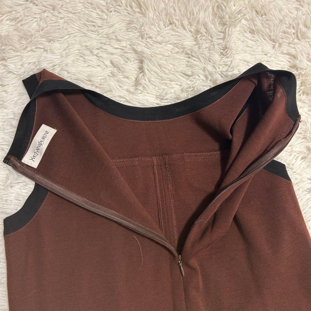 Yves Saint Laurent ブラウンノースリーブワンピース