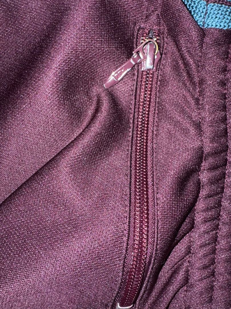 needles トラックパンツ ナロー ボルドー×ターコイズブルー
