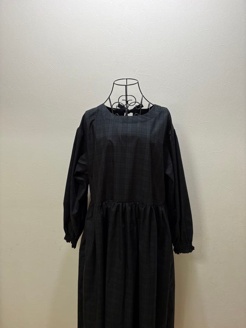 割烹着 ハンドメイド 【日本製 綿100% ロング丈 ブラックウォッチ 】