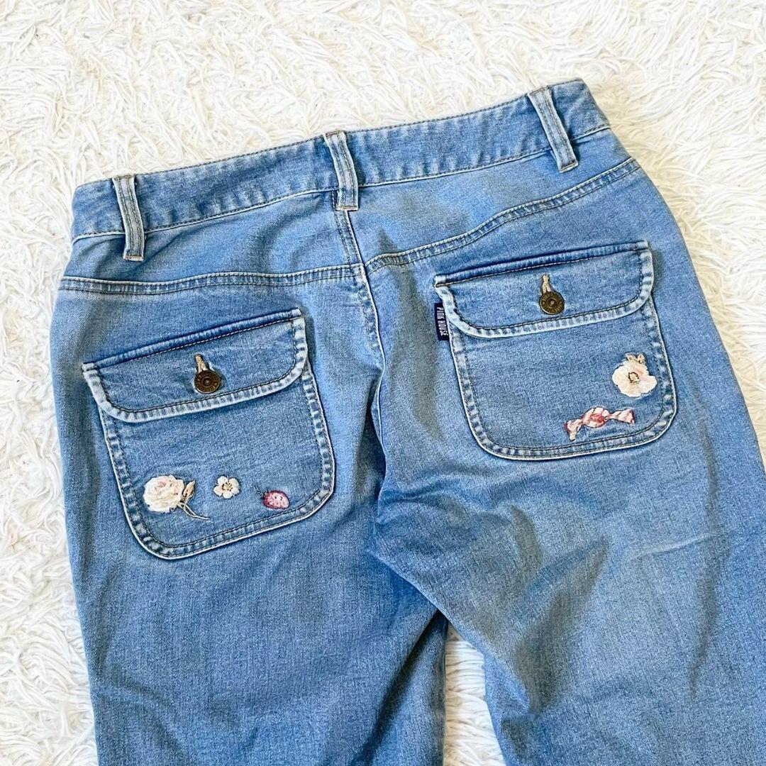 PINK HOUSE ピンクハウス デニム　刺繍　ピコフリル　花柄