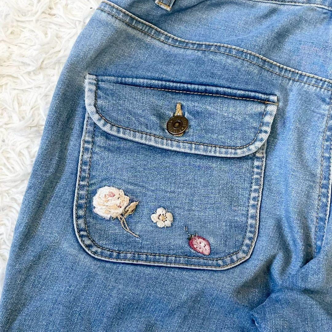 PINK HOUSE ピンクハウス デニム　刺繍　ピコフリル　花柄