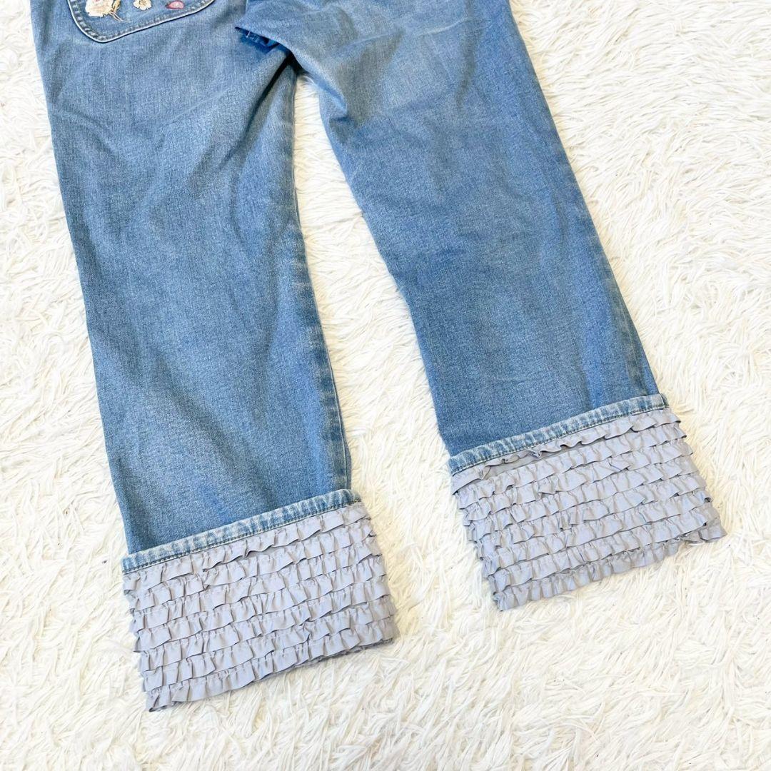 PINK HOUSE ピンクハウス デニム　刺繍　ピコフリル　花柄
