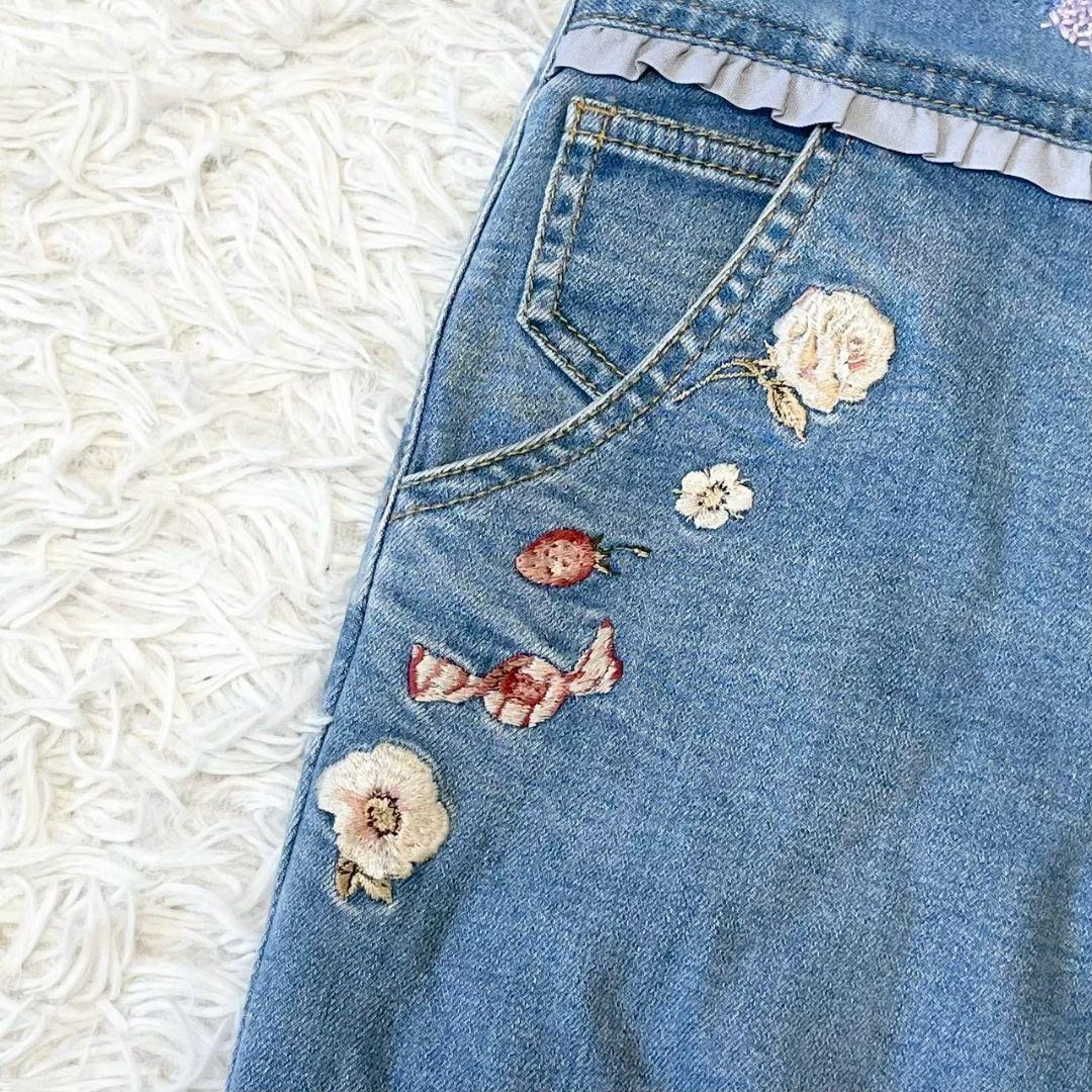 PINK HOUSE ピンクハウス デニム　刺繍　ピコフリル　花柄