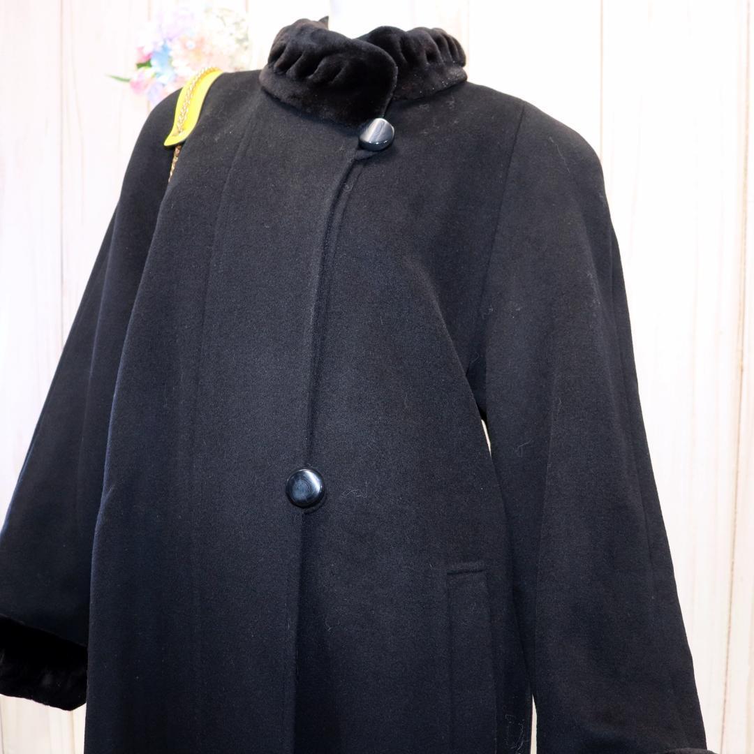 ふ*ん様 オールカシミヤ×シェアードミンク ロングコート ブラック フリーサイズ