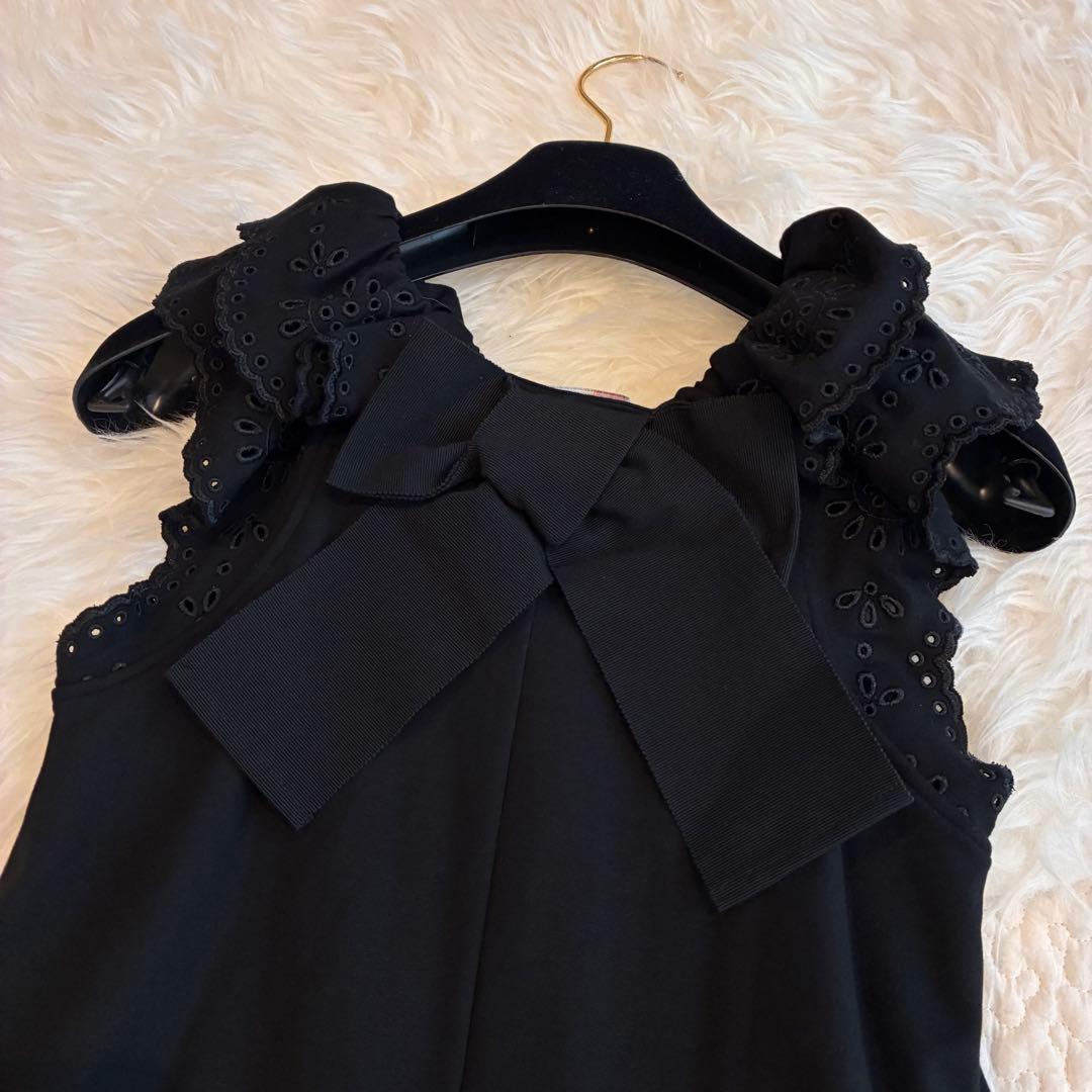 美品♡ レッドヴァレンティノ　ノースリーブワンピース　レース　フリル　リボン