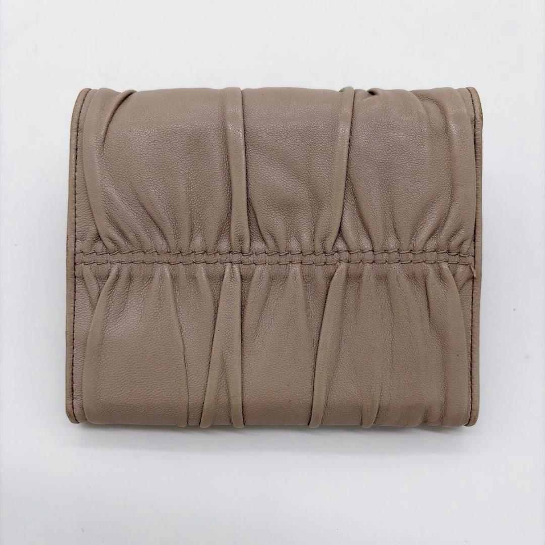 箱付 PRADA プラダ ナッパ 折り財布 ベージュ 三つ折り財布 ゴールドロゴ