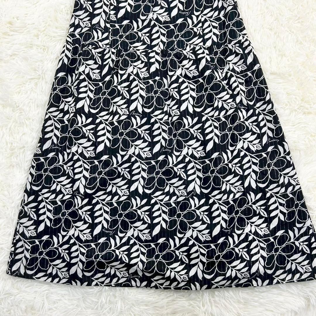 極美品　バーバリーロンドン ワンピース ボタニカル柄 コットン混 38 ブラック
