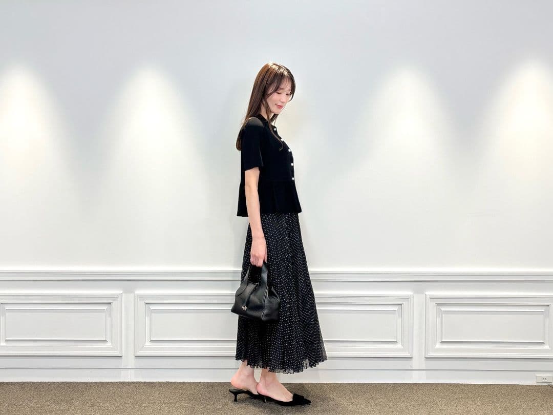 【35%OFF】Aveniretoile　ドットプリントプリーツスカート