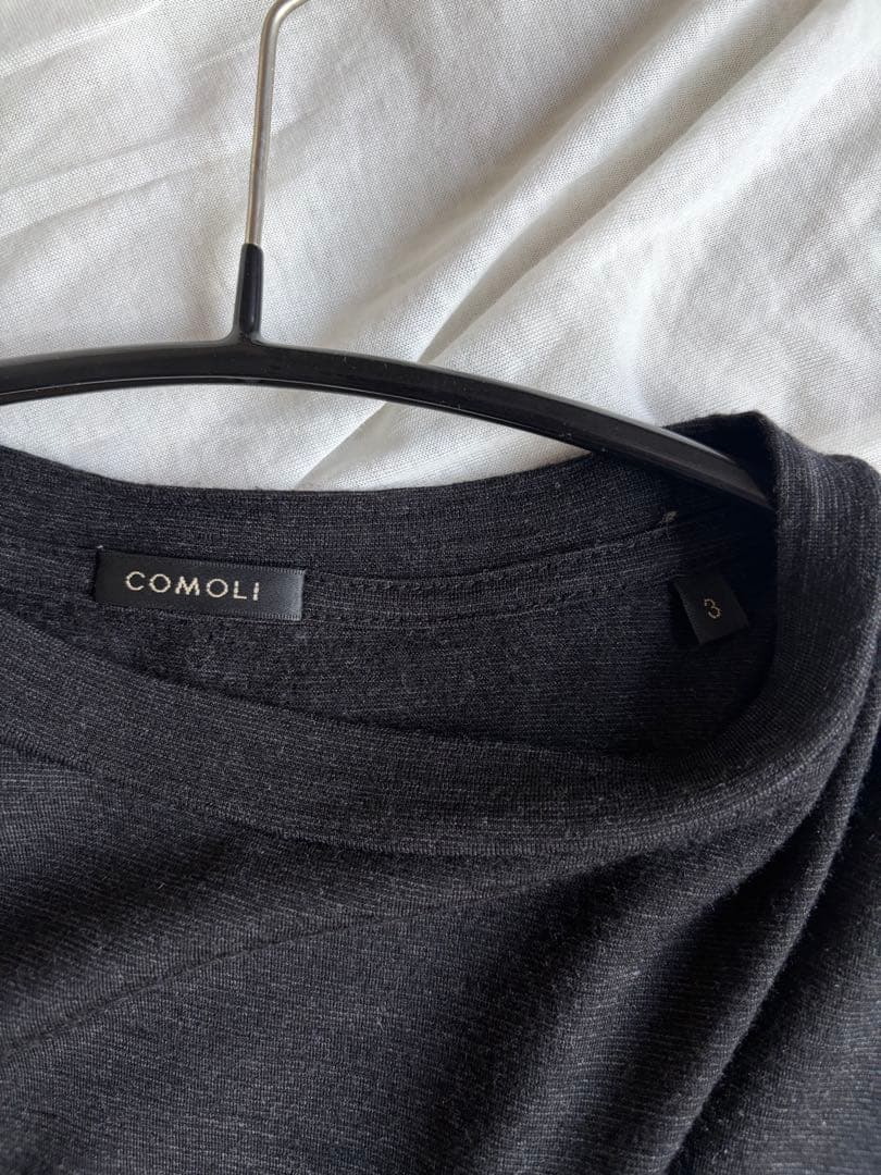 COMOLI（コモリ）サマーウール 半袖Tシャツ チャコール size3 ①