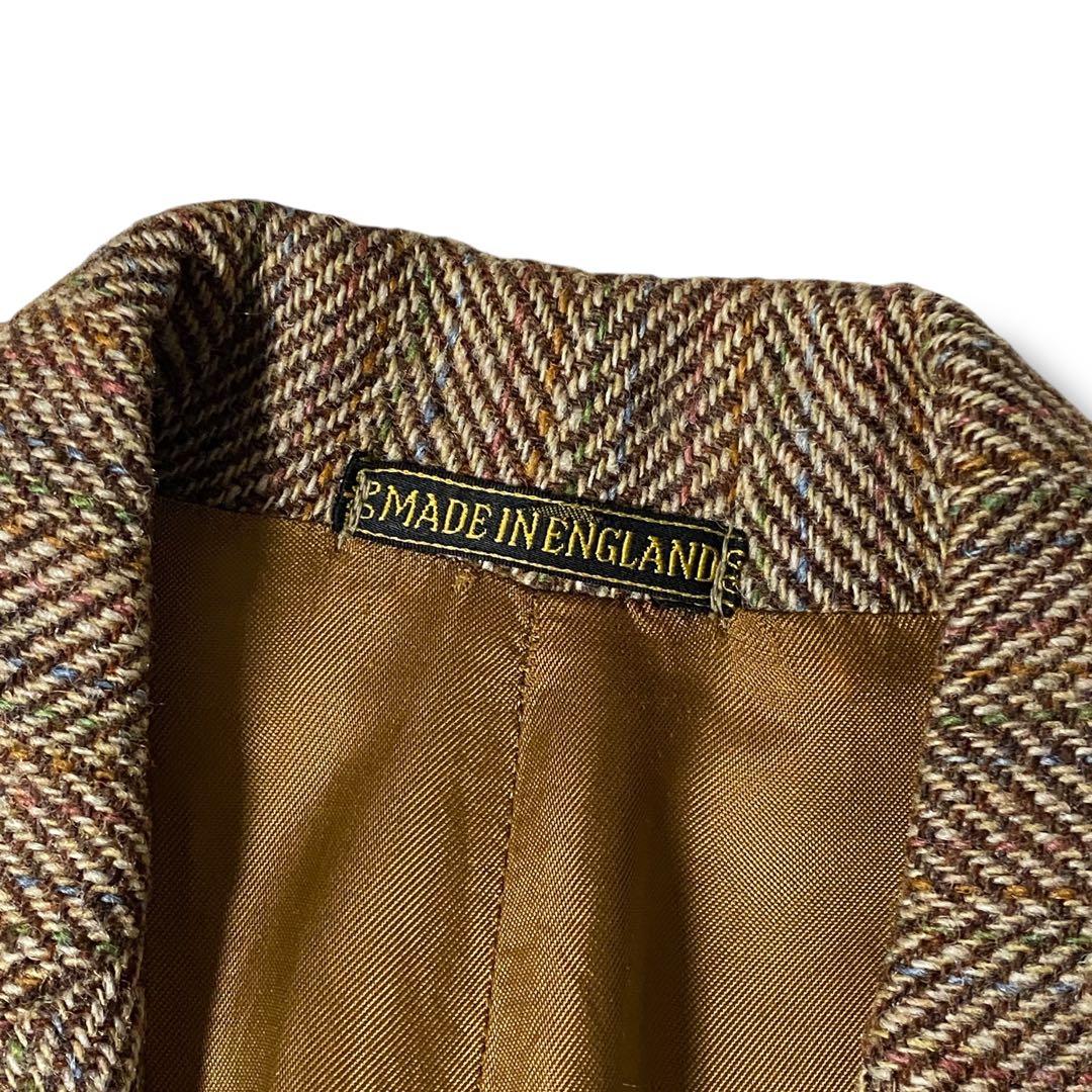 60s~70s 英国製 ハリスツイード テーラードジャケット レインボー L