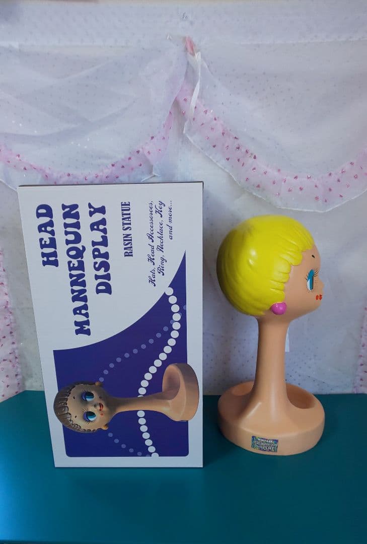 Twiggy headマネキン レトロポップツィッギー帽子掛けブラウン
