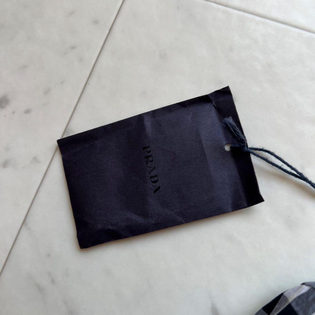 定価15万 PRADA ギンガムチェック フリルワンピース コットン ブラック
