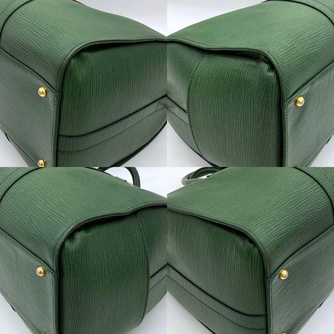 【Gianni Versace】2wayバッグ　ボストンバッグ　レザー　グリーン
