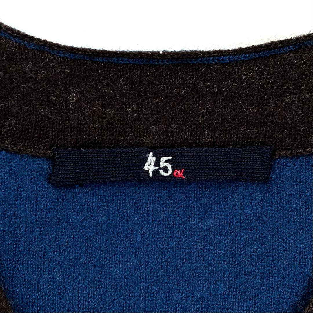 45R 切り替え 圧縮 ウール カーディガン ロゴ刺繍