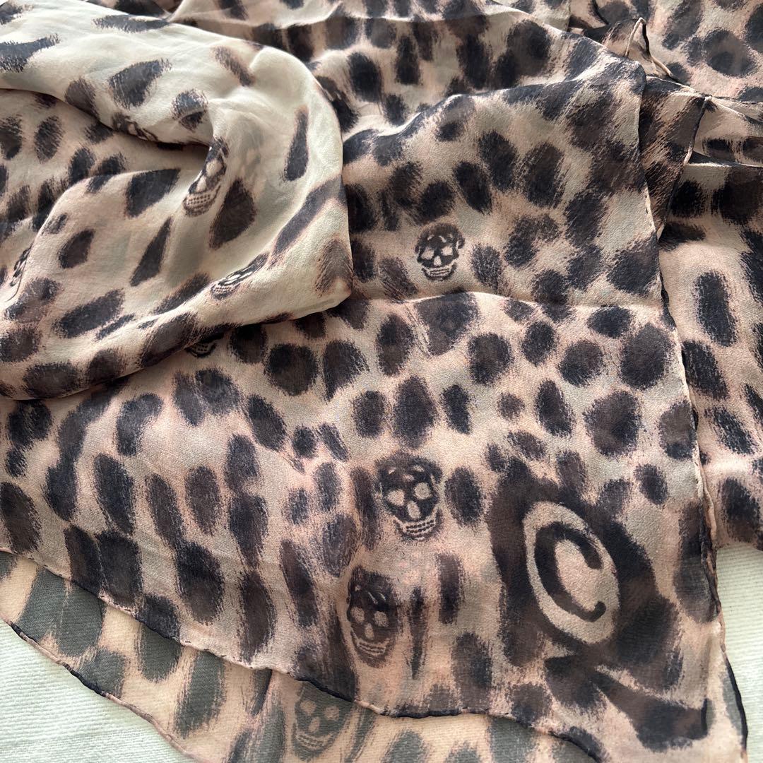 ALEXANDER McQUEEN シルク大判ストール　スカル　豹柄　レオパード