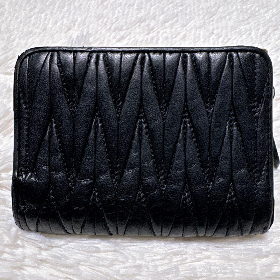 ♡美品♡ミュウミュウ マテラッセ 三つ折り財布 黒 L字ファスナー ウォレット
