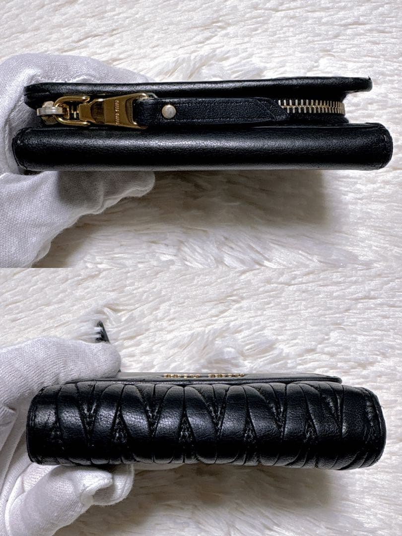 ♡美品♡ミュウミュウ マテラッセ 三つ折り財布 黒 L字ファスナー ウォレット