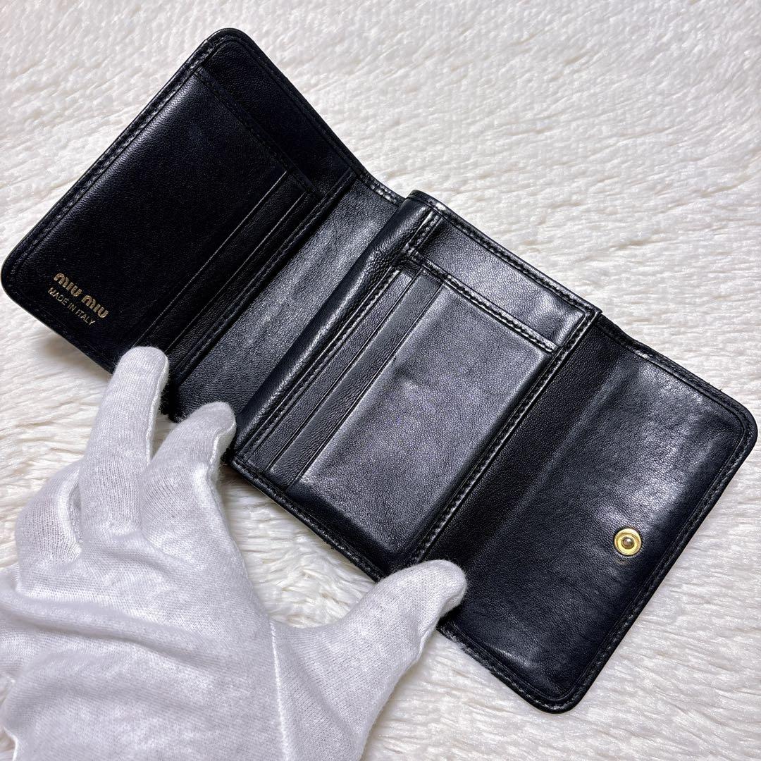 ♡美品♡ミュウミュウ マテラッセ 三つ折り財布 黒 L字ファスナー ウォレット