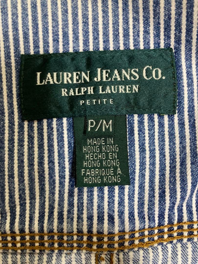 古着 90s LAUREN JEANS ストライプ ヒッコリー カバーオール