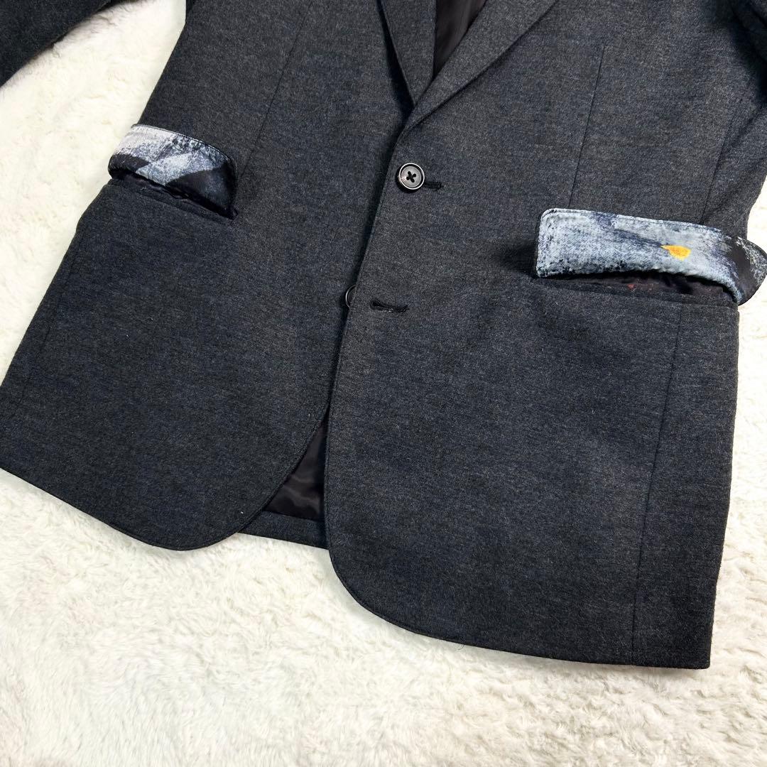 Paul Smith 総柄　ストレッチ　テーラードジャケット　チャコール　s