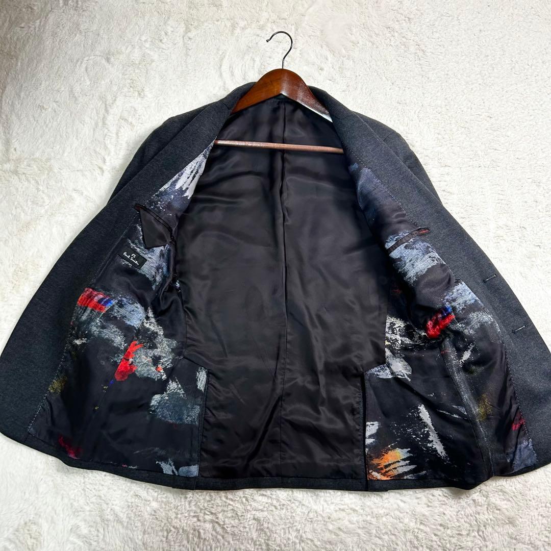 Paul Smith 総柄　ストレッチ　テーラードジャケット　チャコール　s