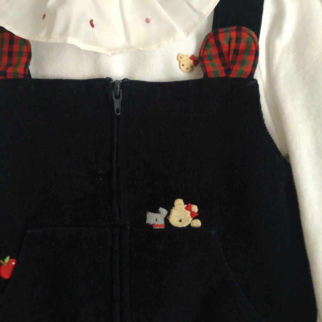 familiaファミリア90cmお刺繍ワンピースお刺繍トップス お林檎セット