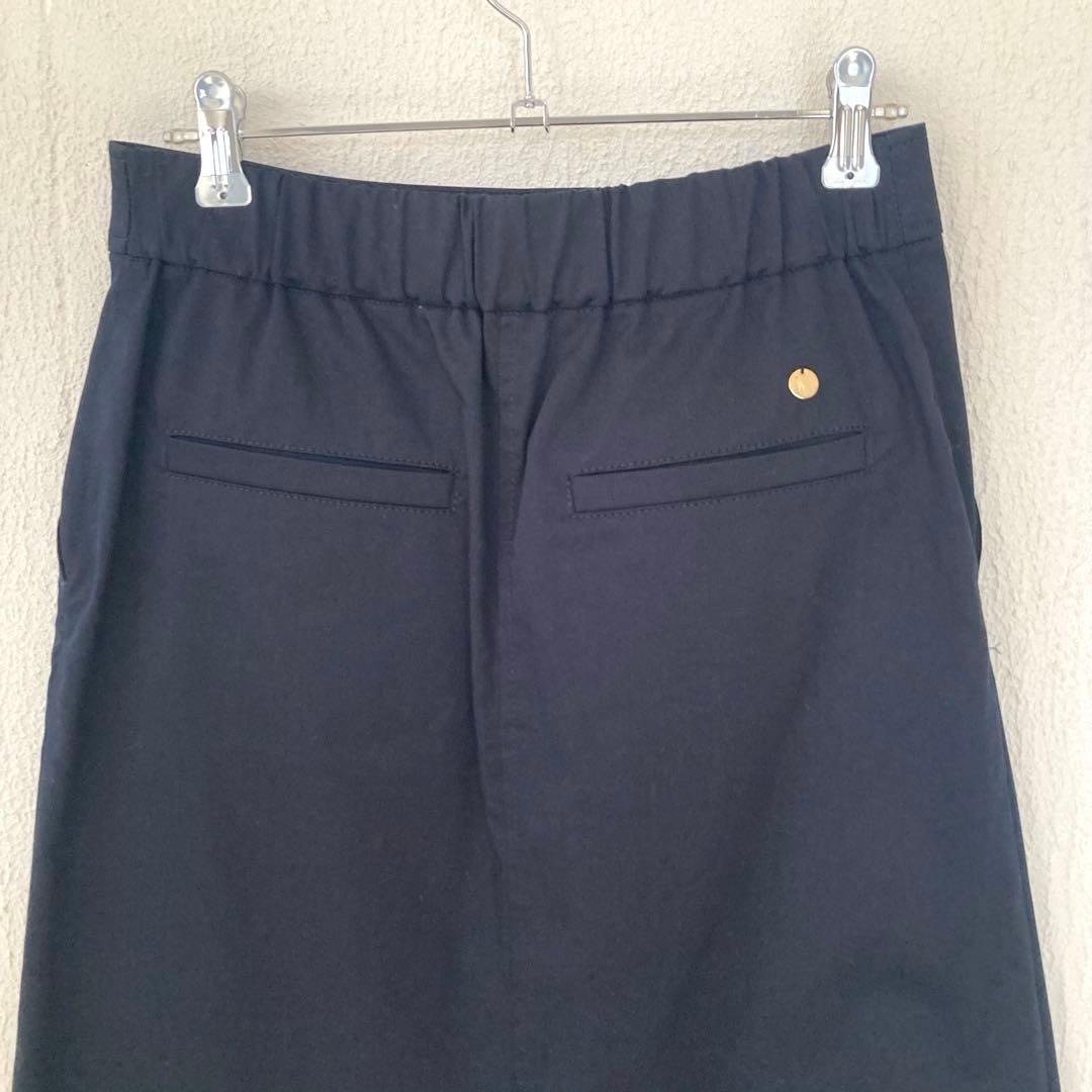美品　ミュベール muveil パールチノスカート　パールボタン　ネイビー　36