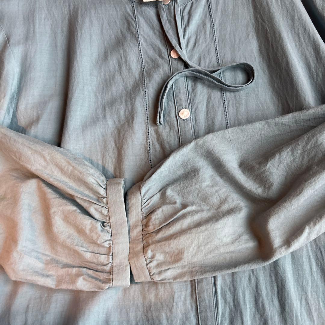 MINÄ PERHENEN LAUNDRY 水色刺繍ワンピース
